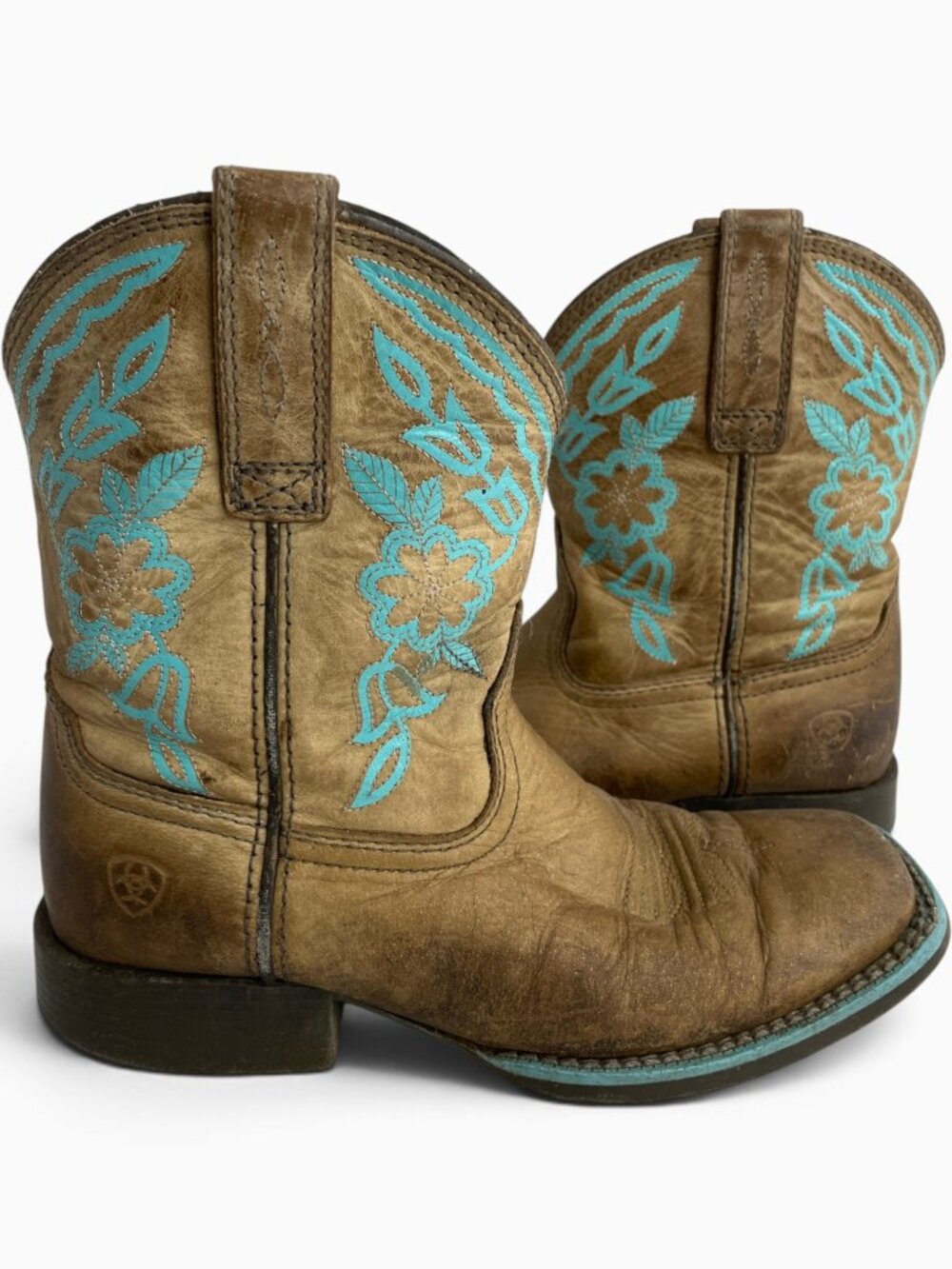 Ariat Leather Cattle Cate Western Cowboy Cowgirl Boots Youth Kids Girls Size 1